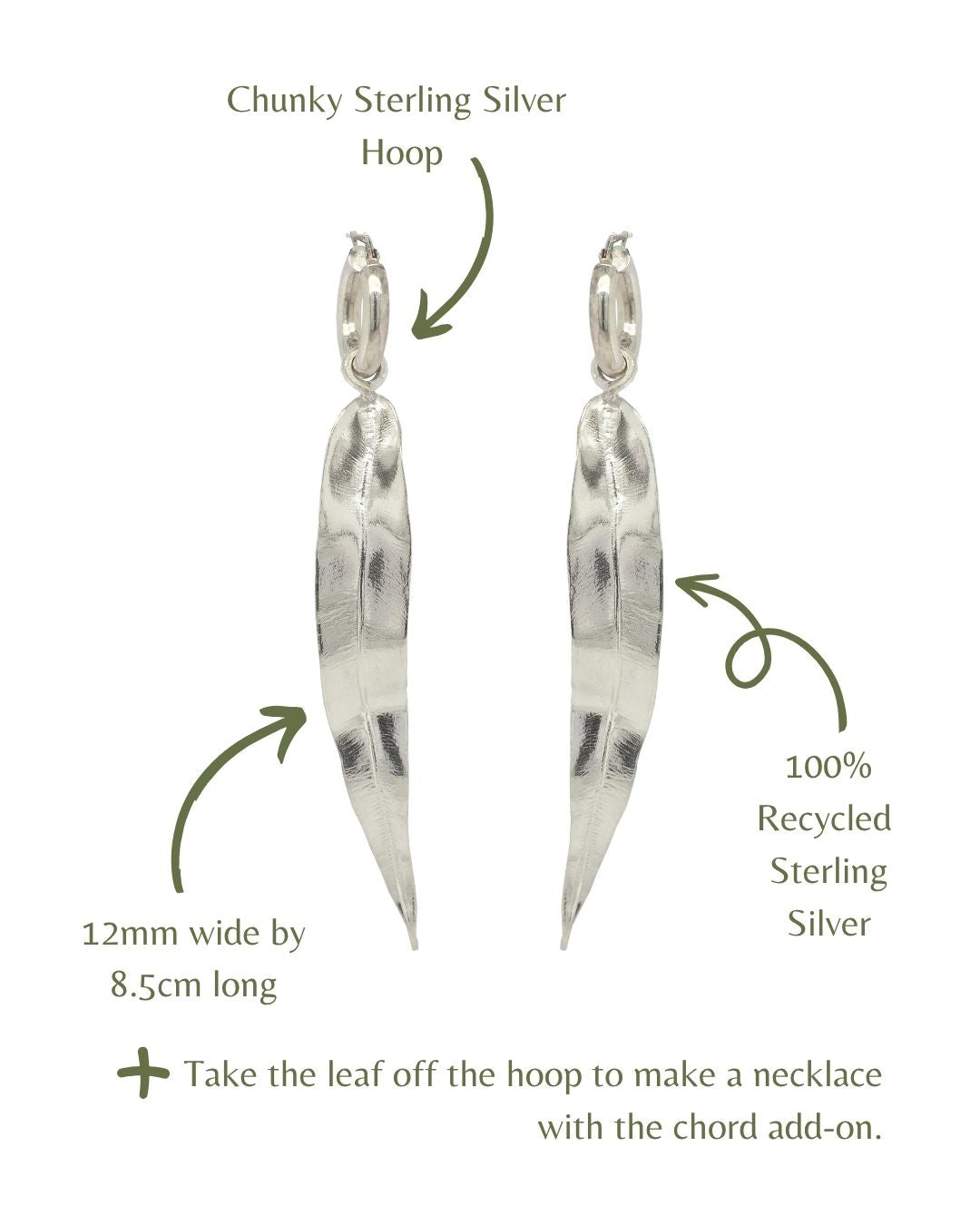 Silver Eucalyptus Leaf Earrings