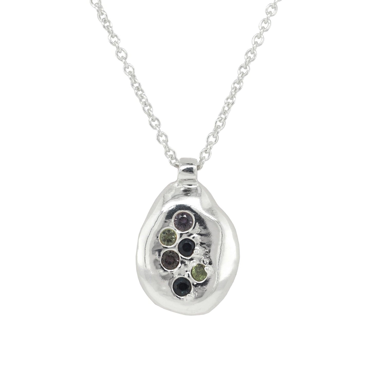 Sapphires in Silver Pebble Necklace - Maxine Noosa