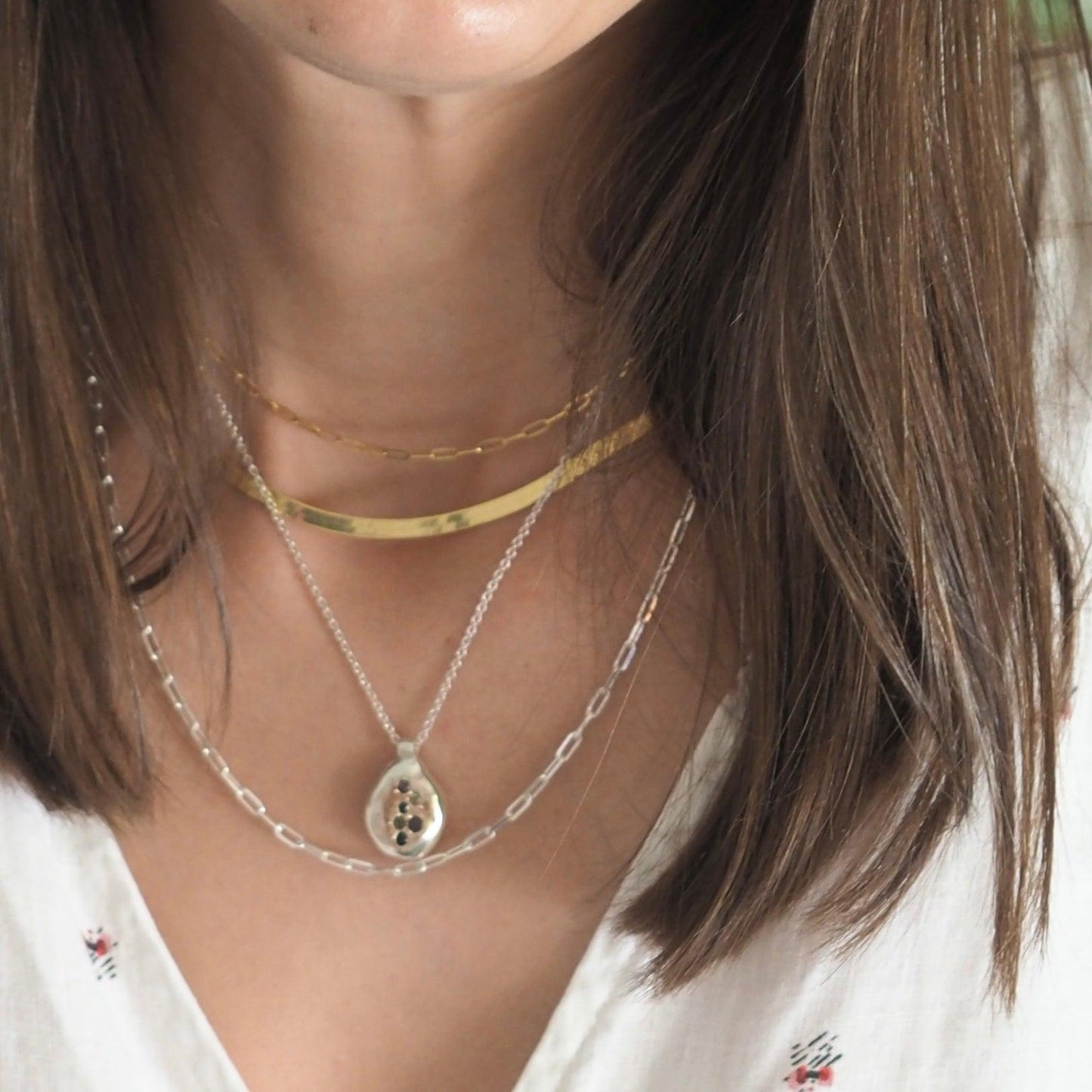 Sapphires in Silver Pebble Necklace - Maxine Noosa