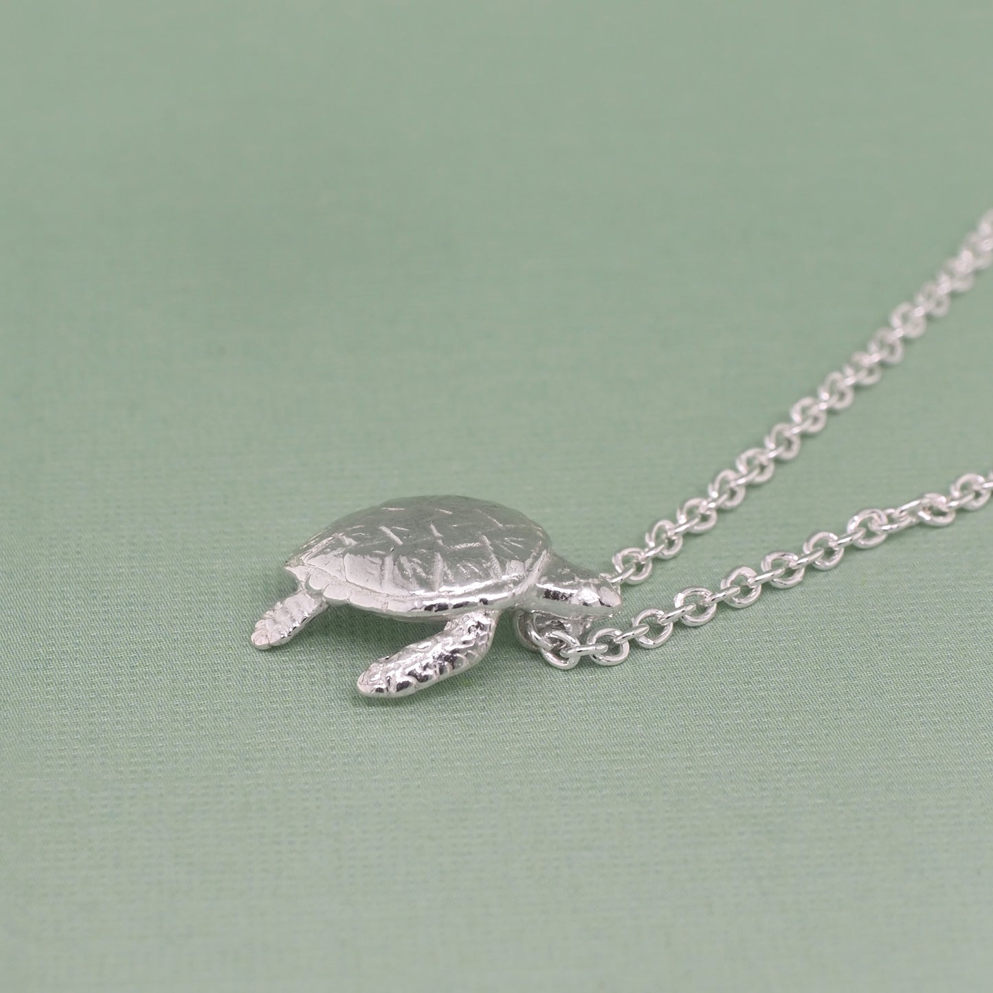 Silver Hawksbill Sea Turtle Necklace