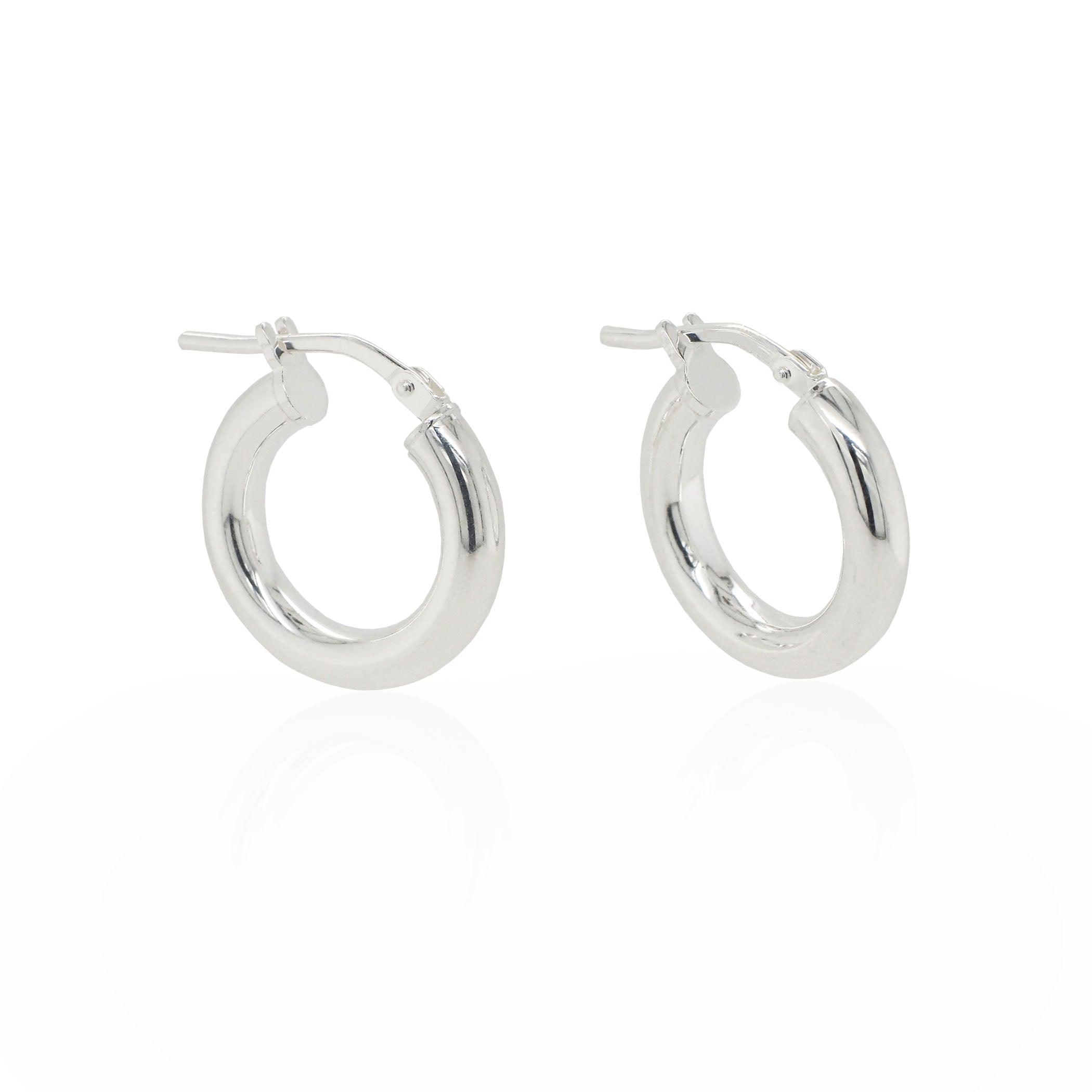 Ladies silver online hoop earrings