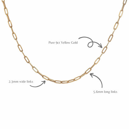 Yellow Gold Paperclip Chain - Maxine Noosa