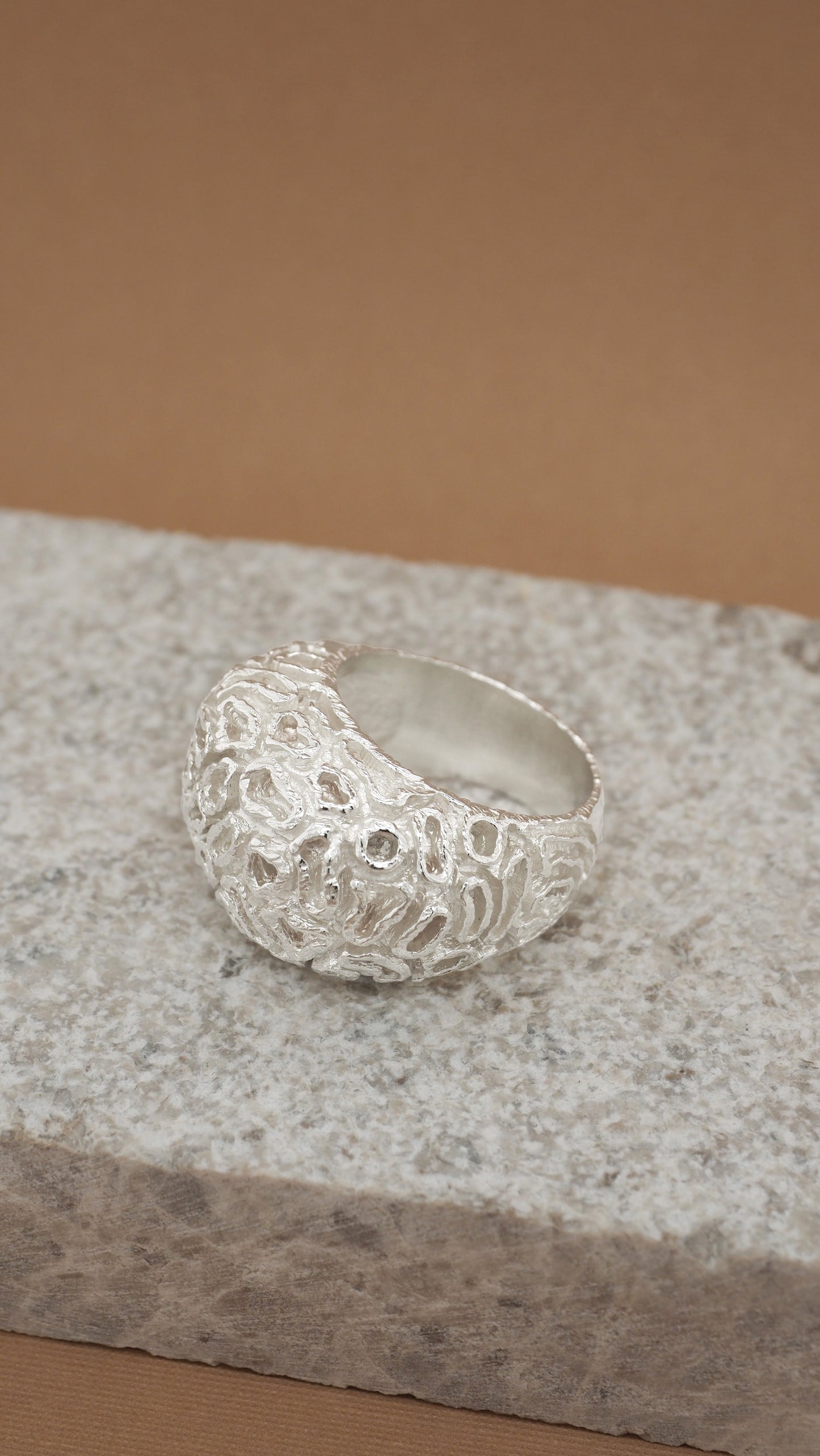 Sterling Silver Brain Coral Reef Ring