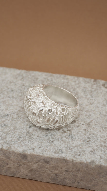 Sterling Silver Brain Coral Reef Ring