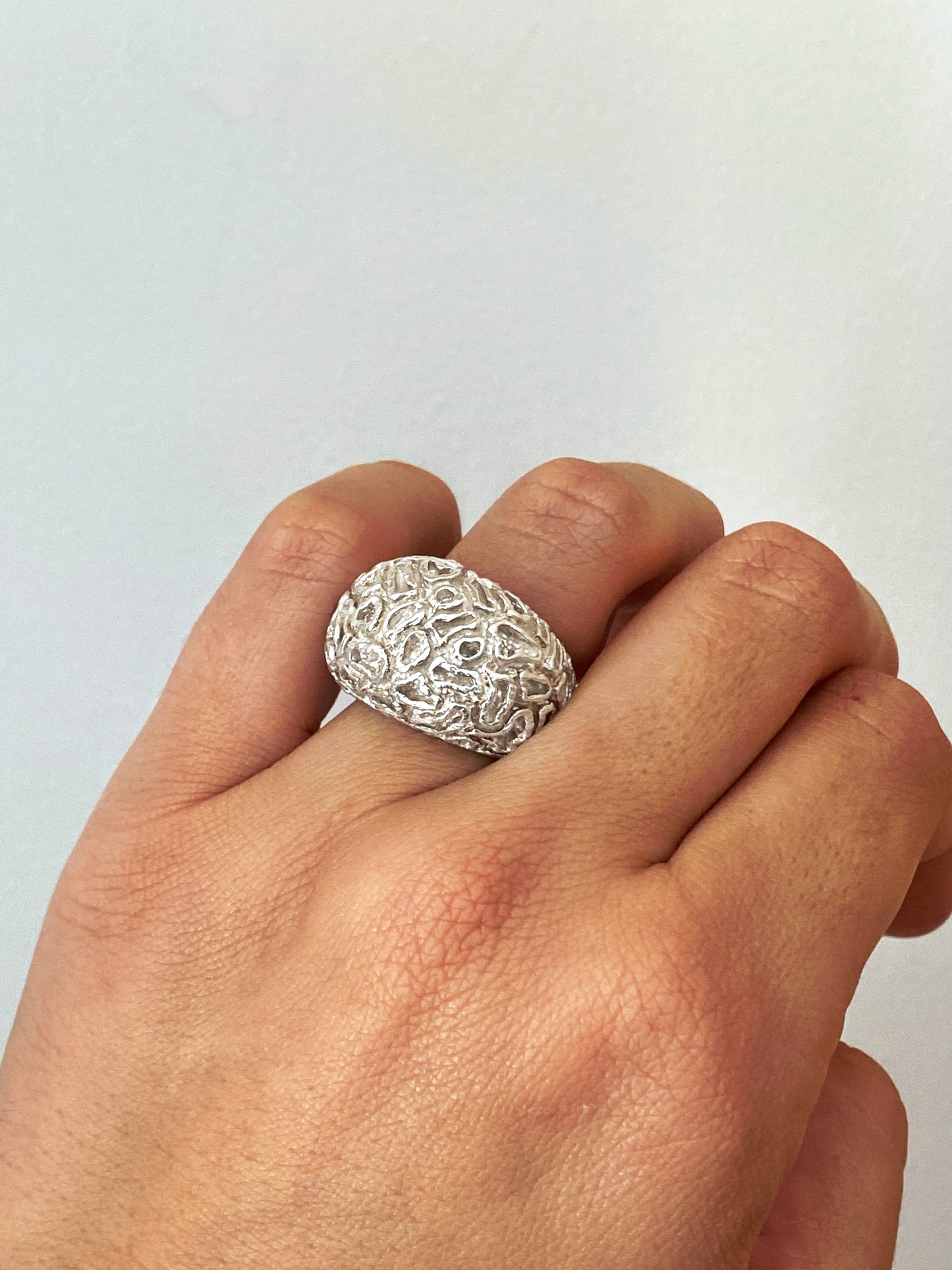 Sterling Silver Brain Coral Reef Ring